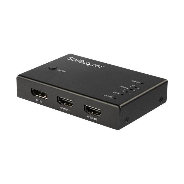 StarTech VS421HDDP Conmutador de Video HDMI/DisplayPort 4 Puertos, 3 HDMI + 1 DP, 4K 60Hz, Audio 7.1, Control Remoto