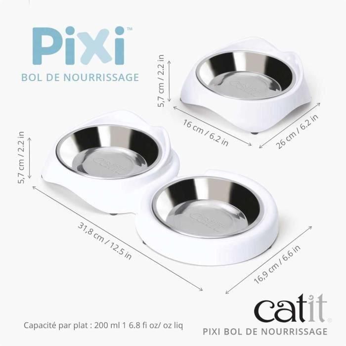 Comedero para gatos - CATIT - PIXI - 200 ml - Cuencos extraíbles de acero inoxidable - Blanco 4