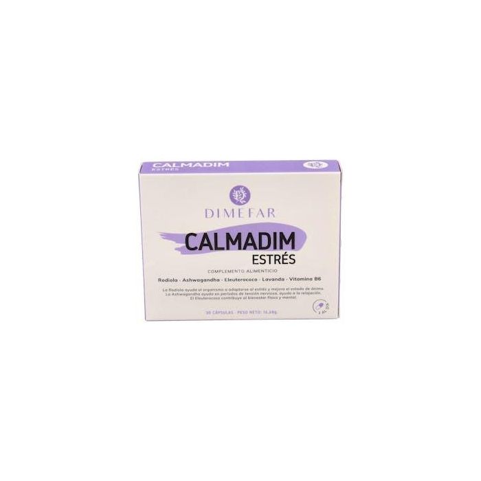 Calmadim Estrés con Rodiola y Ashwagandha 30 Cápsulas. Suplemento natural para el sistema nervioso.
