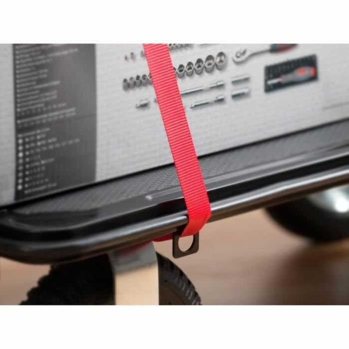 Meister Carro de plataforma plegable 300 kg, ruedas neumáticas (2 giratorias 360° con freno), superficie antideslizante 91x61 cm, 6 ojales. 1