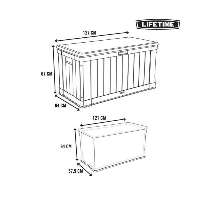 Arcón de Exterior Lifetime Marrón 440 L Plástico 127 x 64 x 67 cm 4 Arcón de Exterior Lifetime Marrón 440 L Plástico 127 x 64 x 67 cm 4
