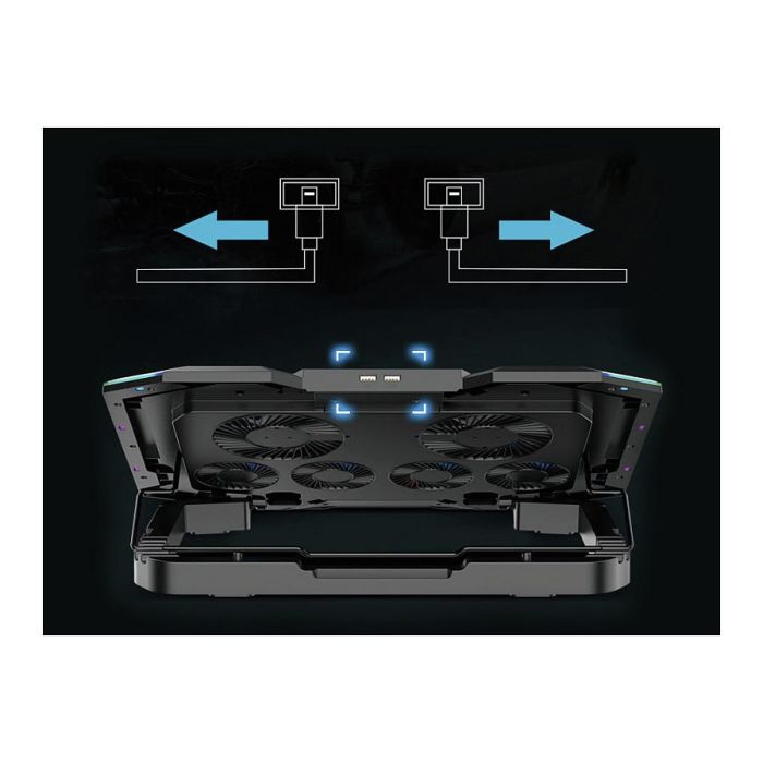 Conceptronic Thyia01B Base Refrigeración Portátil Gaming RGB 6 Ventiladores Ajustable hasta 17" Gris 4