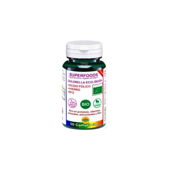 ROBIS Chlorella Superalimento Bio 90 cápsulas. Con Vitamina B12, Hierro y Ácido Fólico. Apto para Veganos.