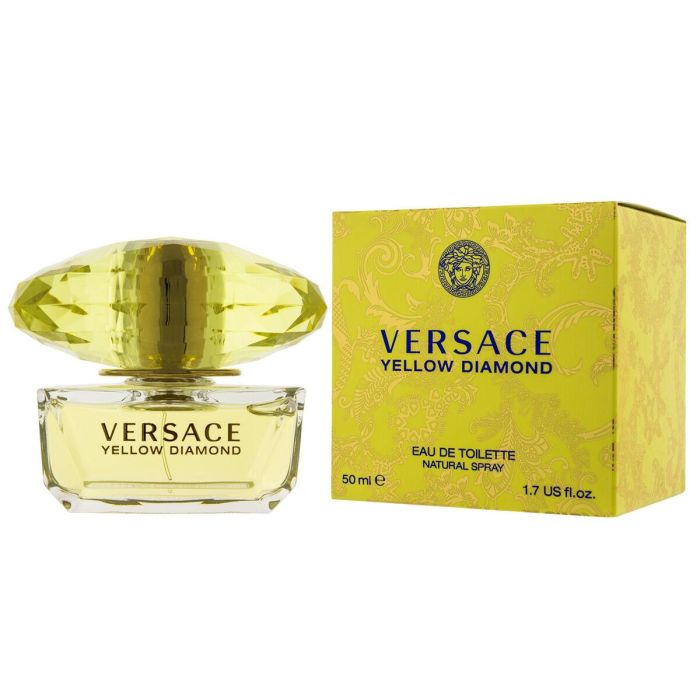 Versace Yellow Diamond Eau de Toilette Vaporizador para Mujer, Fragancia Floral Frutal Radiante con Notas de Jazmín y Almizcle, 50 ml