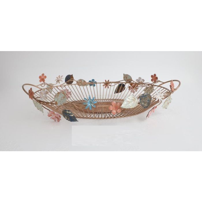 DKD Home Decor Centro de Mesa Decorativo Estilo Glam Multicolor Fabricado en Metal con Diseño de Hojas, Dimensiones 36x12.7x56 cm para Decoración Interior.