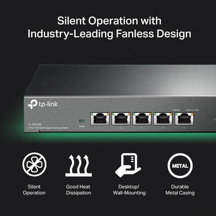 Omada 5× 10Gbps, 100 Gbps, 32 K MAC, 2 Mb Buffer, 21.4 W Max, 226×131×35 mm 6 Omada 5× 10Gbps, 100 Gbps, 32 K MAC, 2 Mb Buffer, 21.4 W Max, 226×131×35 mm 6