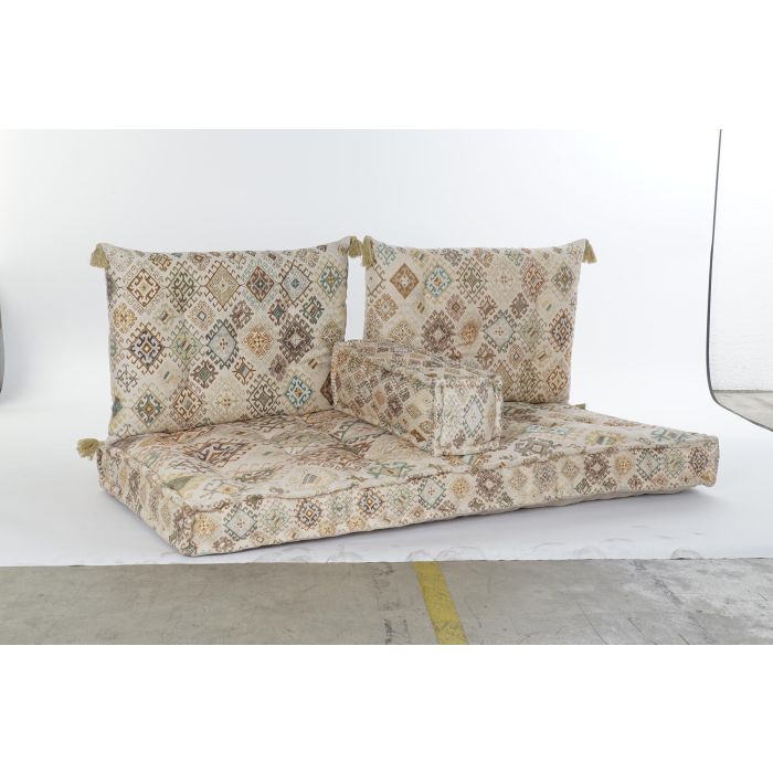 DKD Home Decor Sillón Sanki de Algodón Beige, Amarillo y Marrón, Acabado Desgastado, Altura Asiento 13 cm, 145x76x13 cm, Set de 4 5 DKD Home Decor Sillón Sanki de Algodón Beige, Amarillo y Marrón, Acabado Desgastado, Altura Asiento 13 cm, 145x76x13 cm, Set de 4 5