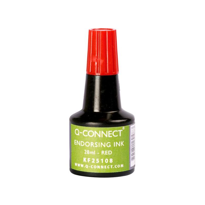 Tinta Tampon Q-Connect Rojo Bote 28 mL 1