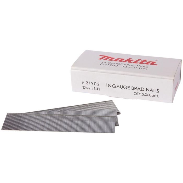 Makita F-31902 Clavo de Puntilla 1.2 x 32mm Metal Galvanizado Cabeza Plana para Madera - 5000 pzs