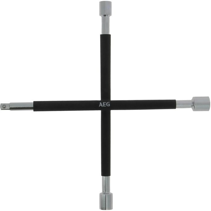 Aeg Llave Cruzada Reforzada Extractor con Enchufes 17/19/21 mm y Cuadrado 1/2" Acero Inoxidable 4