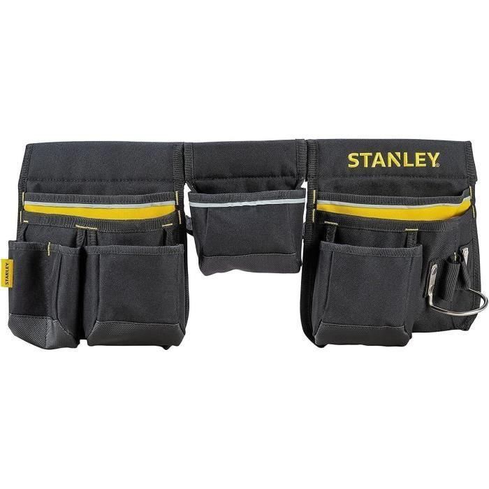 Stanley 1-96-178 Cinturón Portaherramientas Acolchado Talla Adaptable con Bolsas y Soporte Martillo Poliéster Negro 1