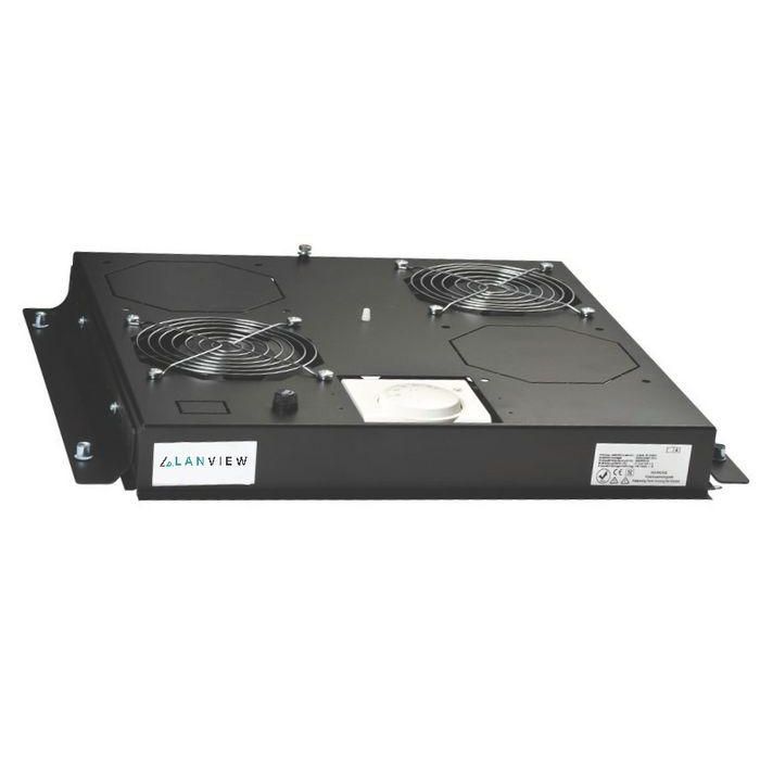 Lanview Bandeja de Ventilación para Racks de Suelo 19'' con 2 Ventiladores y Termostato Digital para Máxima Refrigeración Lanview Bandeja de Ventilación para Racks de Suelo 19'' con 2 Ventiladores y Termostato Digital para Máxima Refrigeración