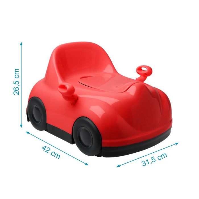 KioKids Orinal Infantil Coche Rojo con Retrovisores, Respaldo y Tapa Extraíble para Aprendizaje y Operación Pañal +12 Meses 3