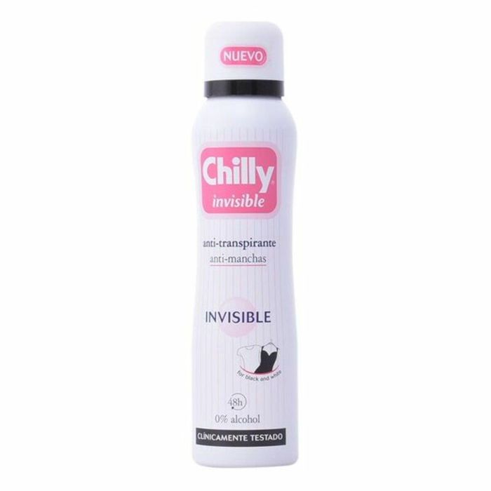 Chilly INVISIBLE Desodorante Antitranspirante Mujer 48h Protección Sin Manchas Ropa Oscura y Clara Vaporizador 150 ml