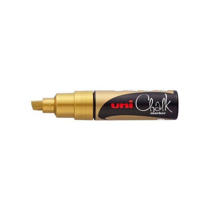 Marcador Tiza Liquida Uni-Ball Chalk Marker Pwe-8K 8.0 Mm Oro 6 unidades