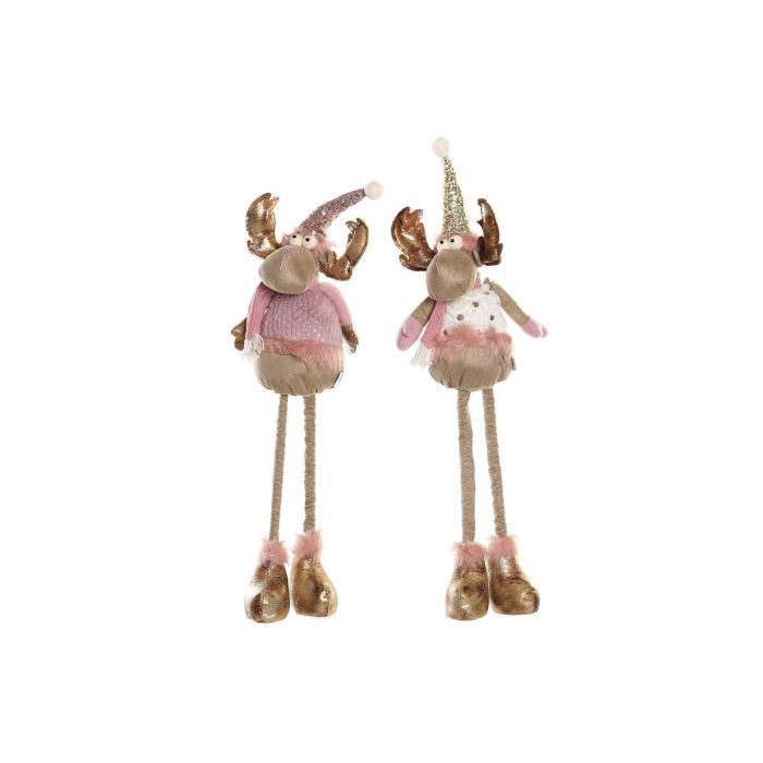 Figura Navidad Fantasia DKD Home Decor Rosa Blanco 17 x 50 x 15 cm (2 Unidades)