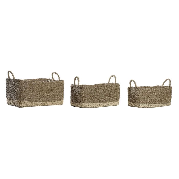 Cesta Boho DKD Home Decor Natural Marron 30 x 24 x 45 cm Set de 3