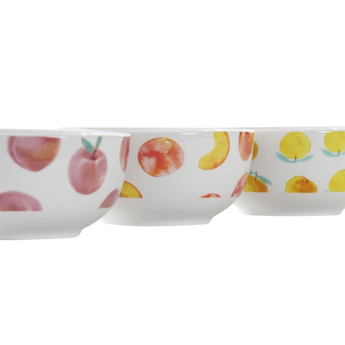 DKD Home Decor Bol Porcelana Frutas Naranja Rojo Blanco 13.5 x 6.5 x 13.5 cm (12 Unidades) Apto Microondas Lavavajillas 2