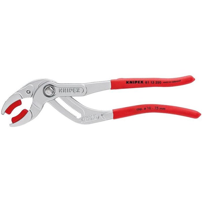 Knipex Alicates para Sifones, Tubos de Plástico y Conectores 7.5 cm, 25 Posiciones, Acero, Mango Rojo 250mm