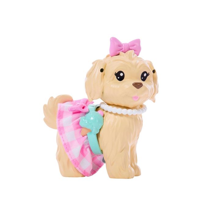 Barbie JFP36 Twinning Looks Muñeca Rubia con Perro y Conjunto Vichy Rosa 3