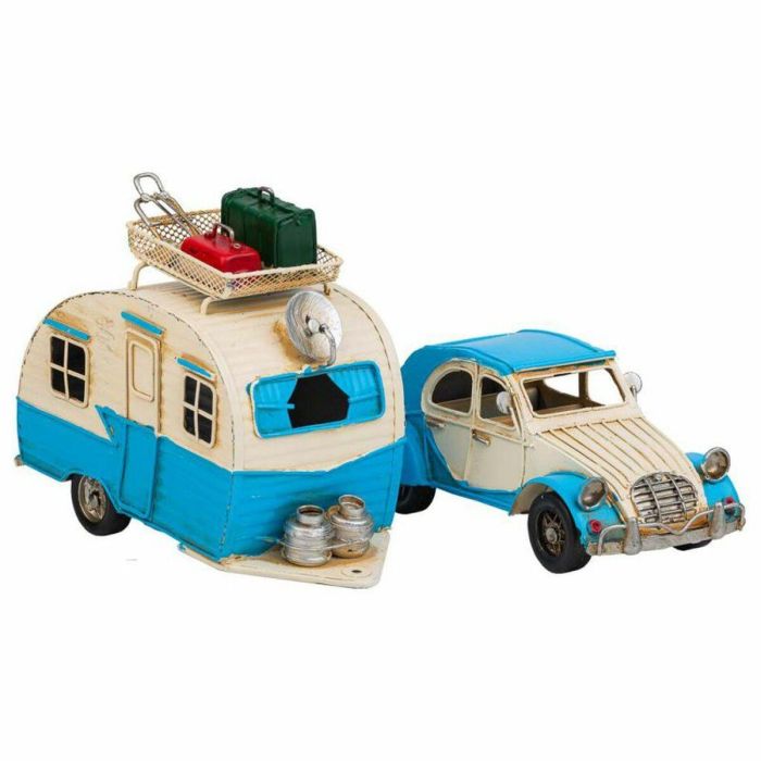 Figura Decorativa Alexandra House Living Azul claro Hierro ABS Caravana Remolque 9 x 15 x 41 cm 2