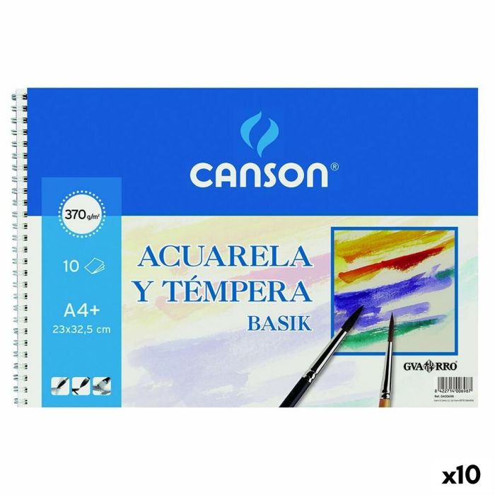 Bloc de dibujo Canson Basik 10 Hojas 370 g/m² Témperas Acuarelas (10 Unidades) 0 Bloc de dibujo Canson Basik 10 Hojas 370 g/m² Témperas Acuarelas (10 Unidades) 0