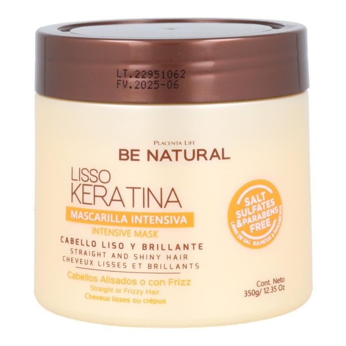 Be Natural Lisso Keratina Mascarilla para Cabellos Alisados y Encrespados 350 gr
