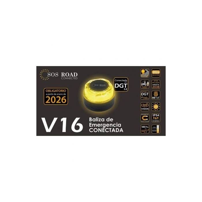 Sos Road Connected Baliza V16 Conectada Homologada Geolocalizable con DGT 3.0 SOS ROAD
