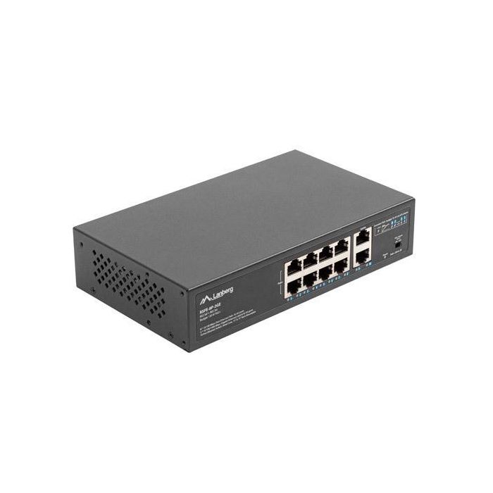 Lanberg RSFE-8P-2GE-120 Switch No Administrado Gigabit Ethernet 10/100/1000 8 Puertos RJ-45 PoE 1U Montaje en Rack Negro 2 Lanberg RSFE-8P-2GE-120 Switch No Administrado Gigabit Ethernet 10/100/1000 8 Puertos RJ-45 PoE 1U Montaje en Rack Negro 2