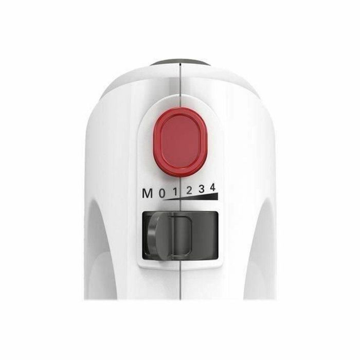 Bosch MFQ22100 Mezclador CleverMixx 375W, 4 velocidades + pulso, 2 látigos y 2 ganchos de masa de acero inox - Blanco/Plata Bosch MFQ22100 Mezclador CleverMixx 375W, 4 velocidades + pulso, 2 látigos y 2 ganchos de masa de acero inox - Blanco/Plata