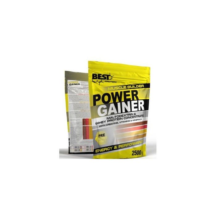 BEST PROTEIN Power Gainer para Aumentar Masa Muscular Sabor Tarta Fresa 2500g con Creatina y Vitaminas