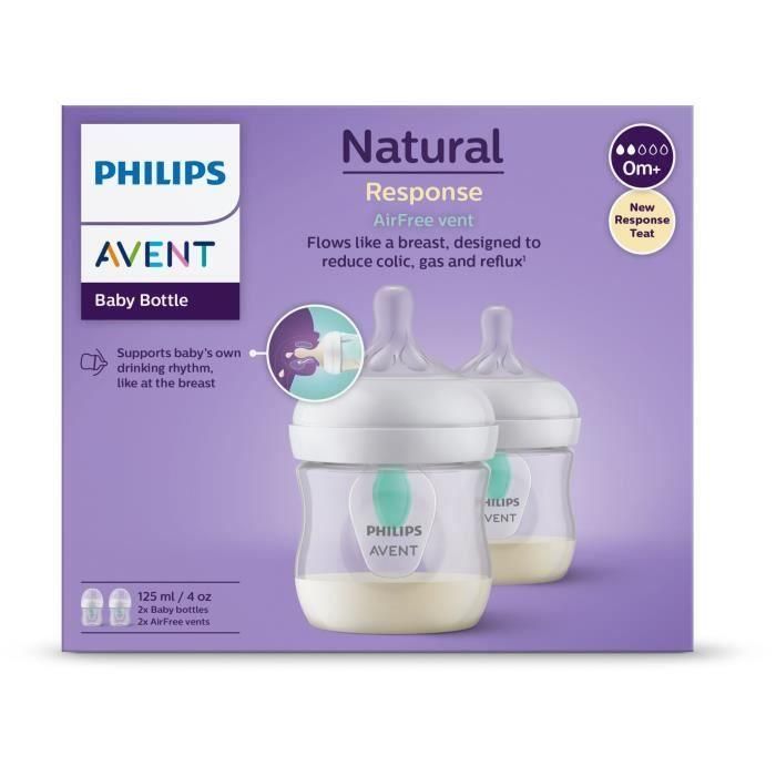 Philips Avent SCY670/02 Conjunto 2 Biberones Naturales 3.0 Anti-Cólicos Air Free 125 ml 1 Philips Avent SCY670/02 Conjunto 2 Biberones Naturales 3.0 Anti-Cólicos Air Free 125 ml 1