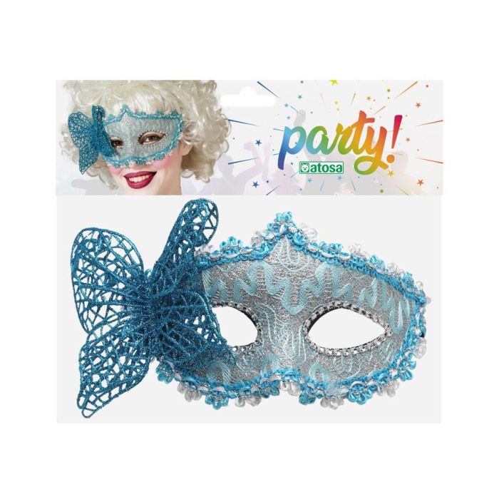 Máscara Veneciana Antifaz Azul Mariposa para Mujer Adulto - Diseño Fantasioso para Fiestas Temáticas 1