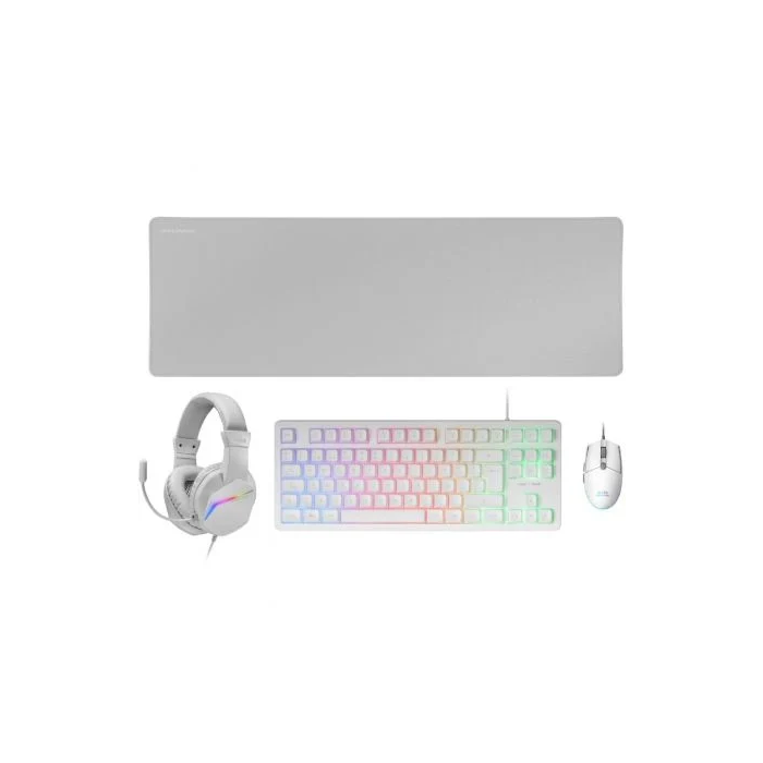 Mars Gaming Pack Gaming MCP-RGB3WES: Teclado RGB H-Mech, Ratón RGB 3200 DPI, Auriculares FRGB Rainbow y Alfombrilla XXL