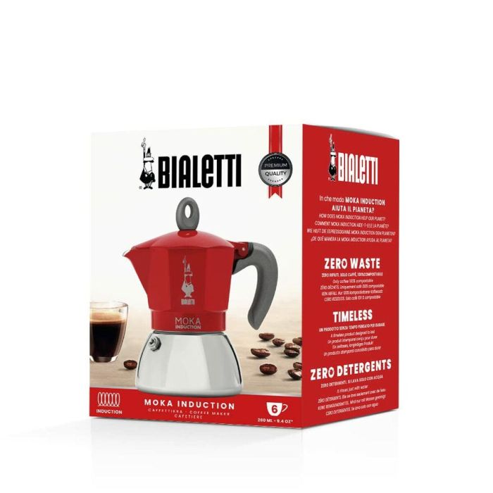 Cafetera Italiana Bialetti NEW MOKA Rojo Metal 6