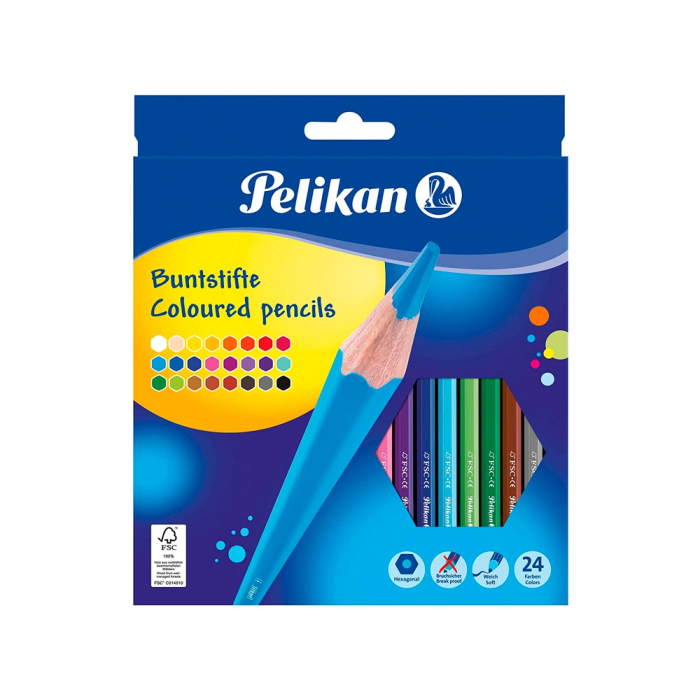 Pelikan Lápices de Colores Hexagonales Caja de 24 Colores Surtidos 1
