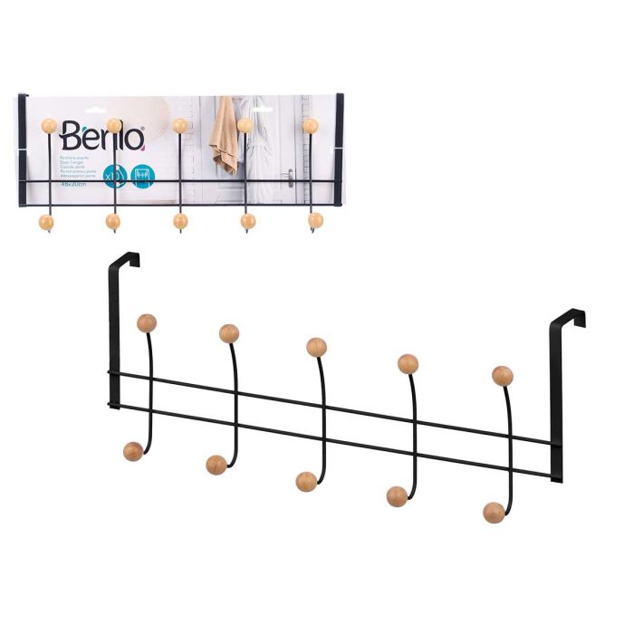 Percha 10 colgadores negra Berilo - Metal y bambú - 48x23x7 cm (12 Unidades) Percha 10 colgadores negra Berilo - Metal y bambú - 48x23x7 cm (12 Unidades)