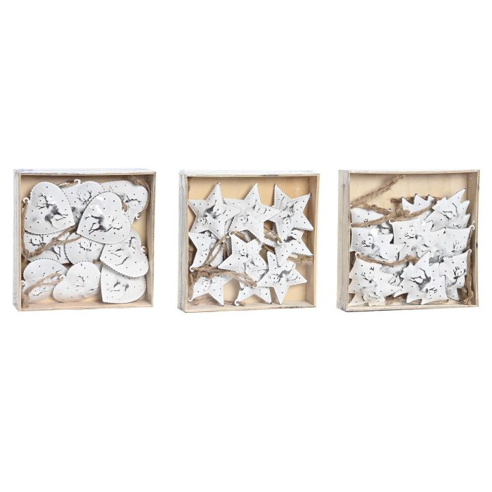 DKD Home Decor Set de 10 Decoración Colgante Navidad Moderna Blanco Metal 12 x 3 x 12 cm 2
