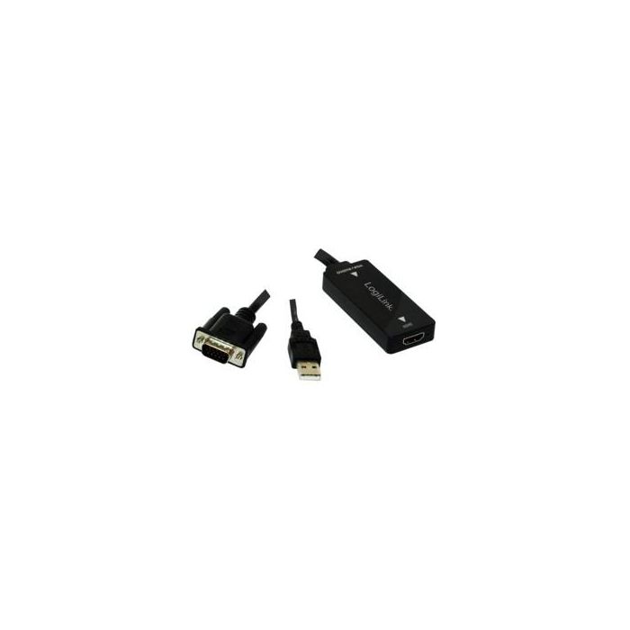 LogiLink CV0060 Convertidor VGA con Audio a HDMI compatible con 1080p y 720p, Negro