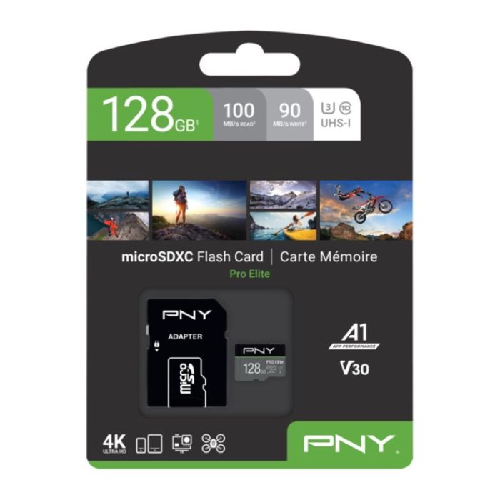 Pny Tarjeta Memoria Micro SDXC PRO ELITE 128 GB Clase 10 U3 UHS-I con Adaptador SD 2