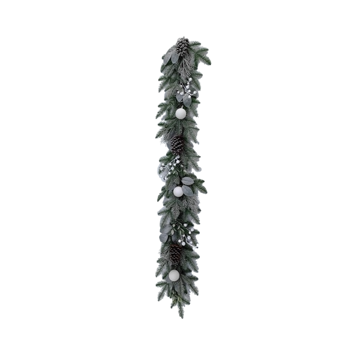DKD Home Decor Guirnalda Navidad Alpina Verde Blanco 152 cm con 35 Leds y 3 Pilas AA (Pack de 2 Unidades)