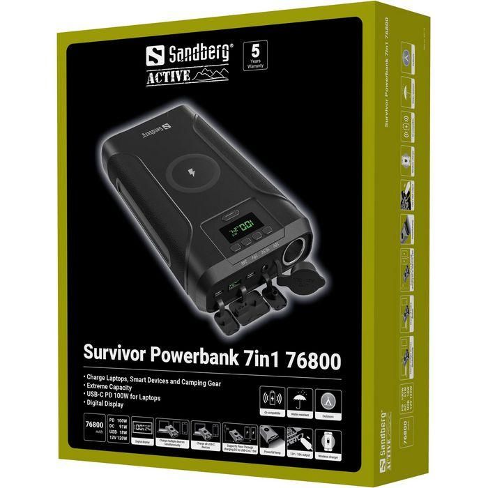 Sandberg Survivor Powerbank 7in1 76800 mAh Estación Carga Portátil Múltiples Conectores USB-C USB-A Inalámbrico Impermeable 6 Sandberg Survivor Powerbank 7in1 76800 mAh Estación Carga Portátil Múltiples Conectores USB-C USB-A Inalámbrico Impermeable 6