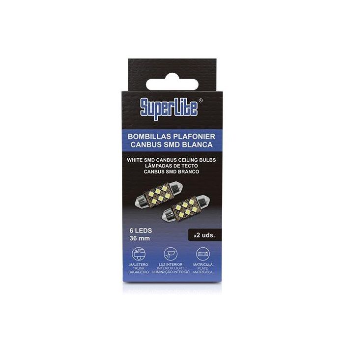 Bombilla LED para Plafón de Coche CAN BUS 36mm SMD Blanca con 3 LEDs, Luz Interior y Matrícula BOM12620 4