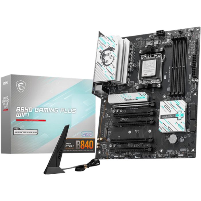 MSI 911-7E57-002 Placa Base B840 Gaming Plus WiFi para AMD AM5, 4x DDR5, USB Type-C, Wi-Fi 7, ATX
