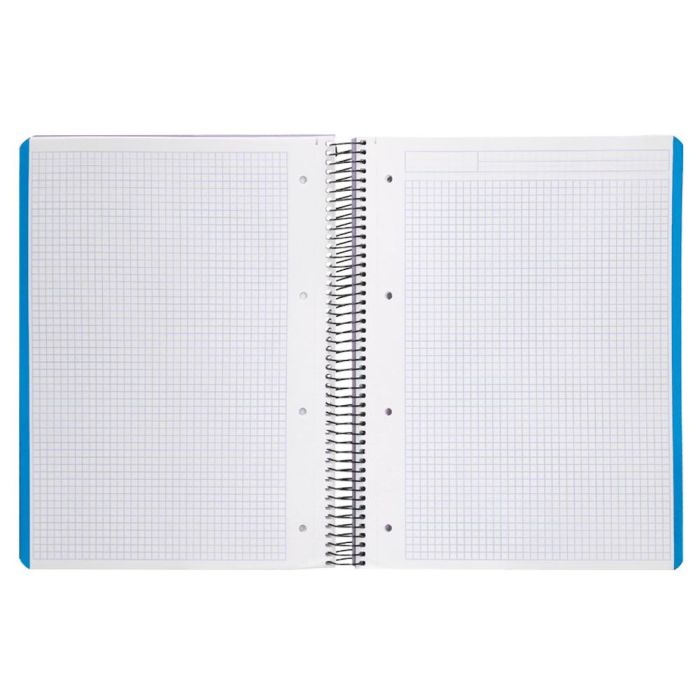 Cuaderno Espiral Liderpapel A4 Micro Wonder Tapa Plastico 120H 90 gr Cuadro 5 mm 5 Banda4 Taladros Color Lila 5