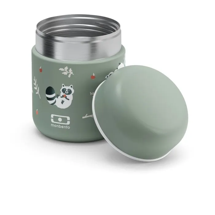 Monbento Lonchera Térmica Pequeña MB Capsule Raccoon, Hermética, Mantiene Comida Caliente y Fresca hasta 5 Horas