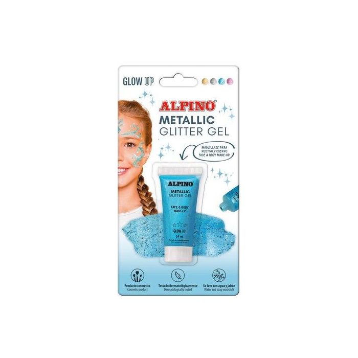 Maquillaje Alpino Glitter Gel Metalico Azul Blister De 1