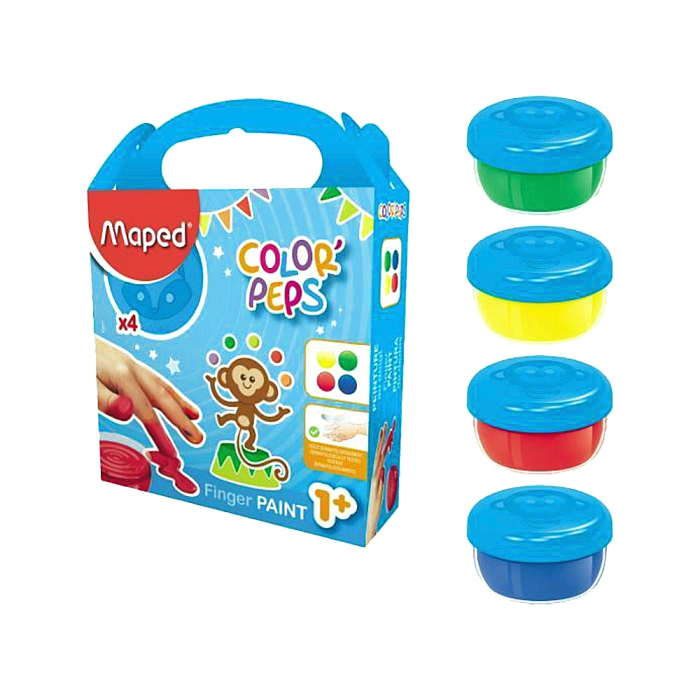Pintura De Dedos Maped Caja De 4 X 80G (Azul,Amarillo,Rojo,Verde) 1