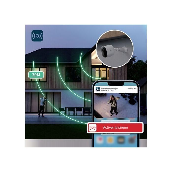 Arlo AAAOU33059 Pro 5 2K+ Cámara de Seguridad Conectada - 4 Cámaras - Visión Nocturna a Color - Wi-Fi Doble Banda 3