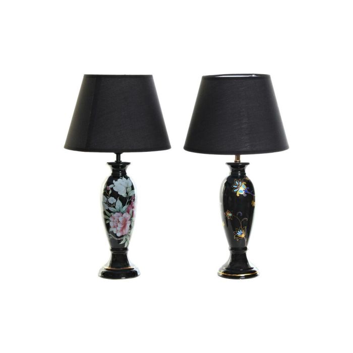 Lampara Sobremesa Oriental DKD Home Decor Negro Dorado 28 x 51 x 28 cm (2 Unidades)